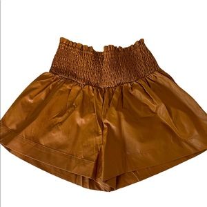faux leather brown shorts